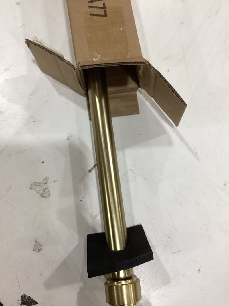 Condition photo showing Good Condition for warm gold curtain rods for windows 28 to 48", 1-inch blackout curtain rods with aluminum brackets and end cap finials, adjustable drapery rods for sliding glass door/bedroom/kitchen/living room etc. warm gold 28-48"