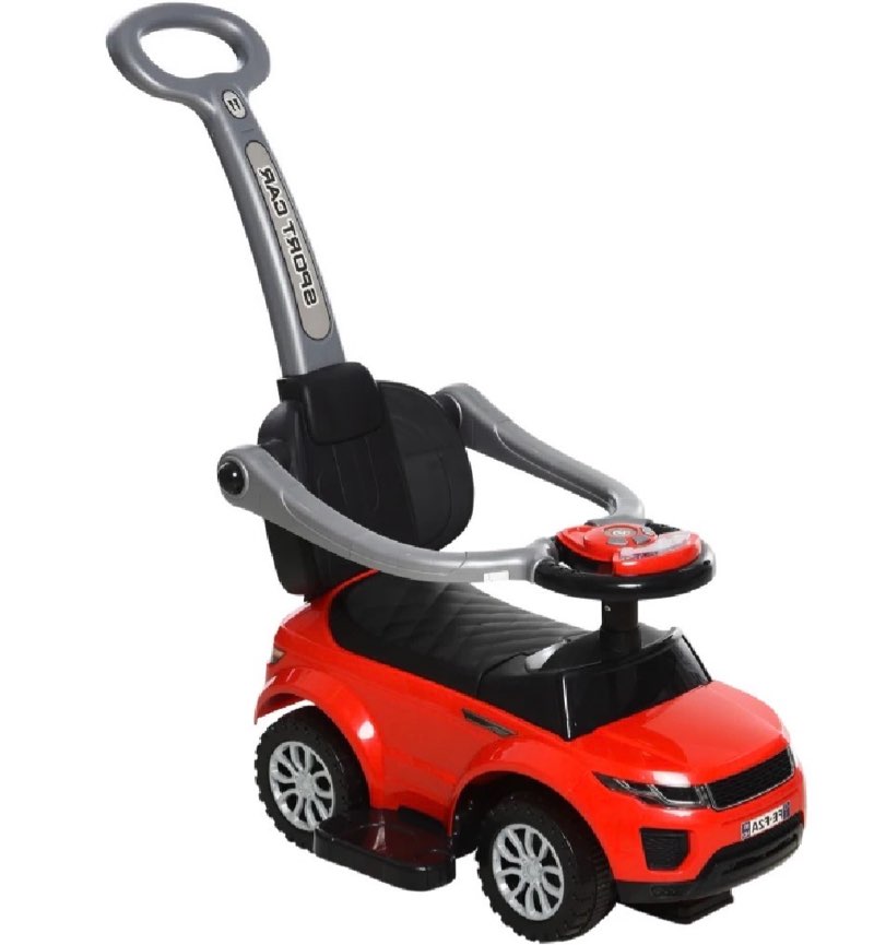aosom 2 in 1 push cars for toddlers kid ride on push car stroller sliding car with horn music light function secure bar ride on toy for boy girl 1-3 years old red