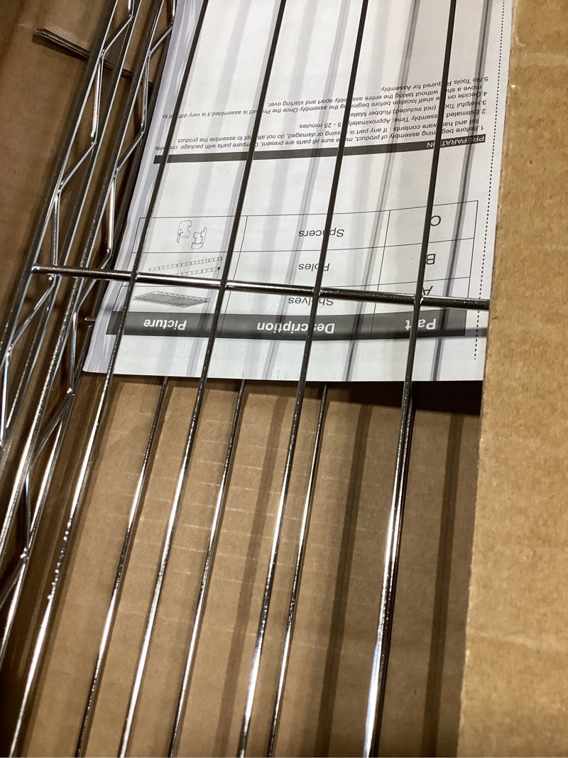 Condition photo showing Good Condition for izeuk 2 tier adjustable metal storage shelving unit, heavy duty wire rack organizer for kitchen, living room or office, 220 lbs capacity, 27.6 w x 11.8 d x 23.4 h, chrome 2 tier, 11.8" d x 27.6" w x 23.4" h chrome
