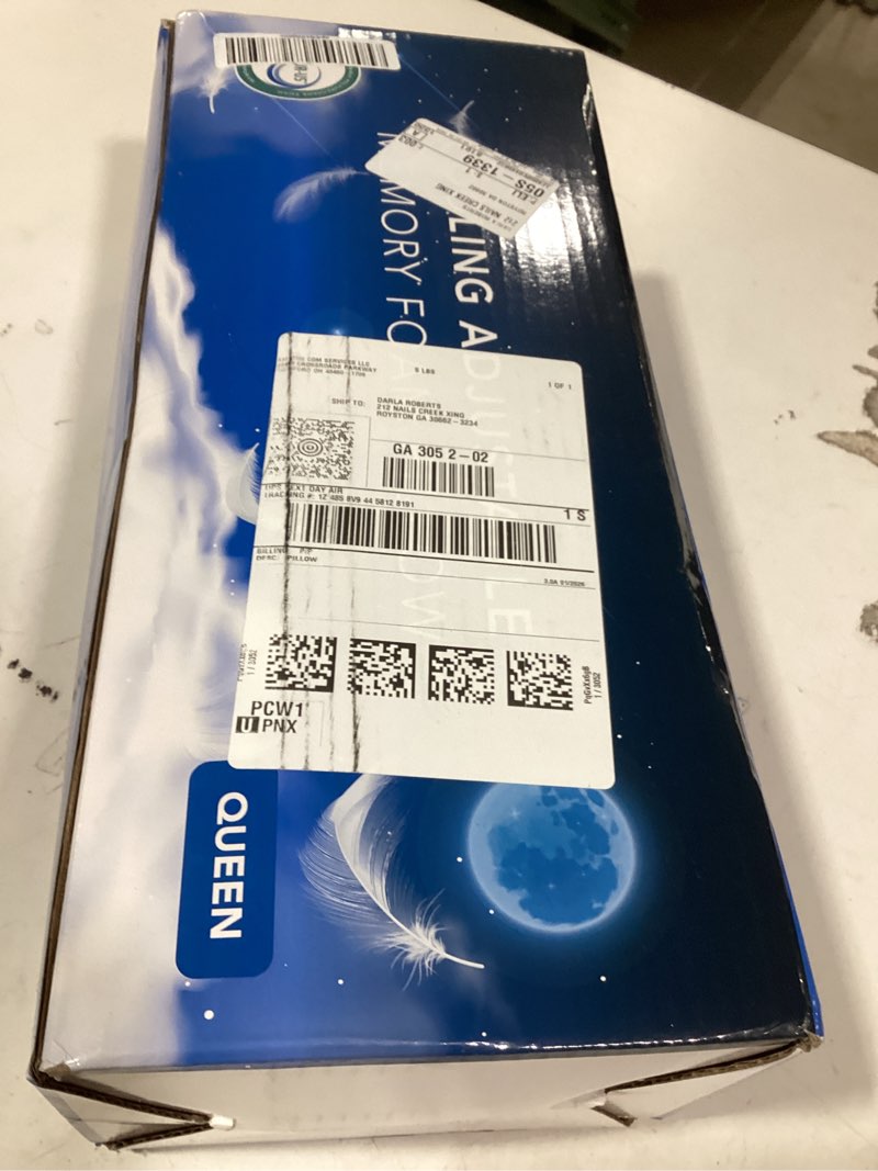 Condition photo showing New/Like New for Cooling Side Sleeper Pillow for Neck and Shoulder Pain, Luxury Shredded Memory Foam Curved Bed Pillows for Sleeping Set of 1- Adjustable Queen Size- Washable Cover Crescent White Queen Size (1 pack) Crescent White