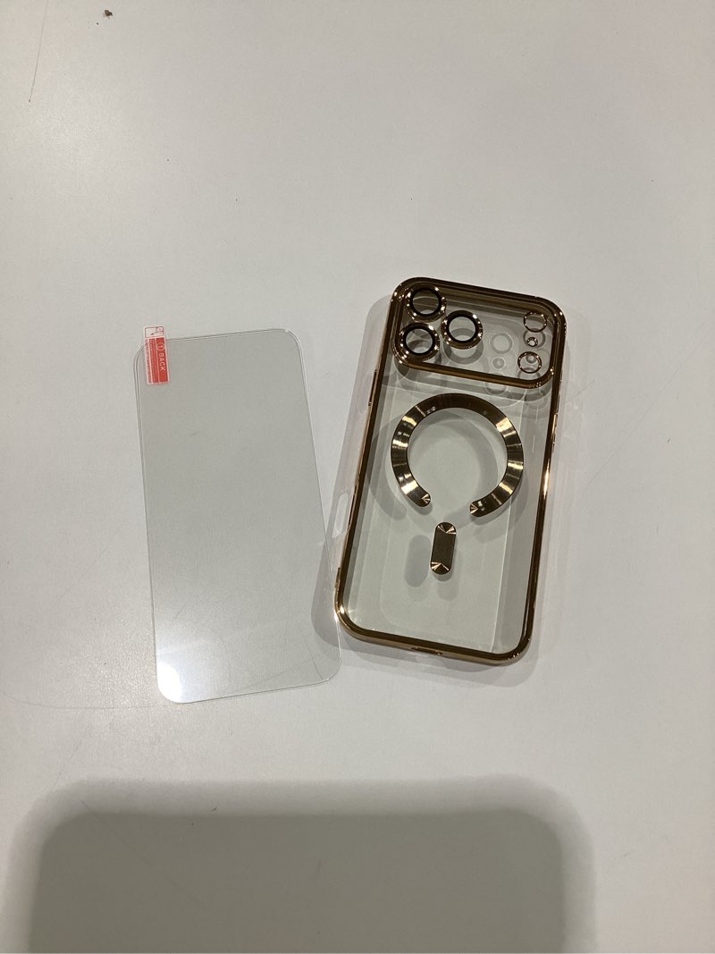 Condition photo showing As Is for for iPhone 17 Pro Max Case with 1x Screen Protector, [Compatible with MagSafe] [Integrated Camera Protection], Non Yellowing Slim Cute Women Girly Magnetic Cover for iPhone 17 Pro Max, Gold iPhone 17 Pro Max 6.9" C- Gold