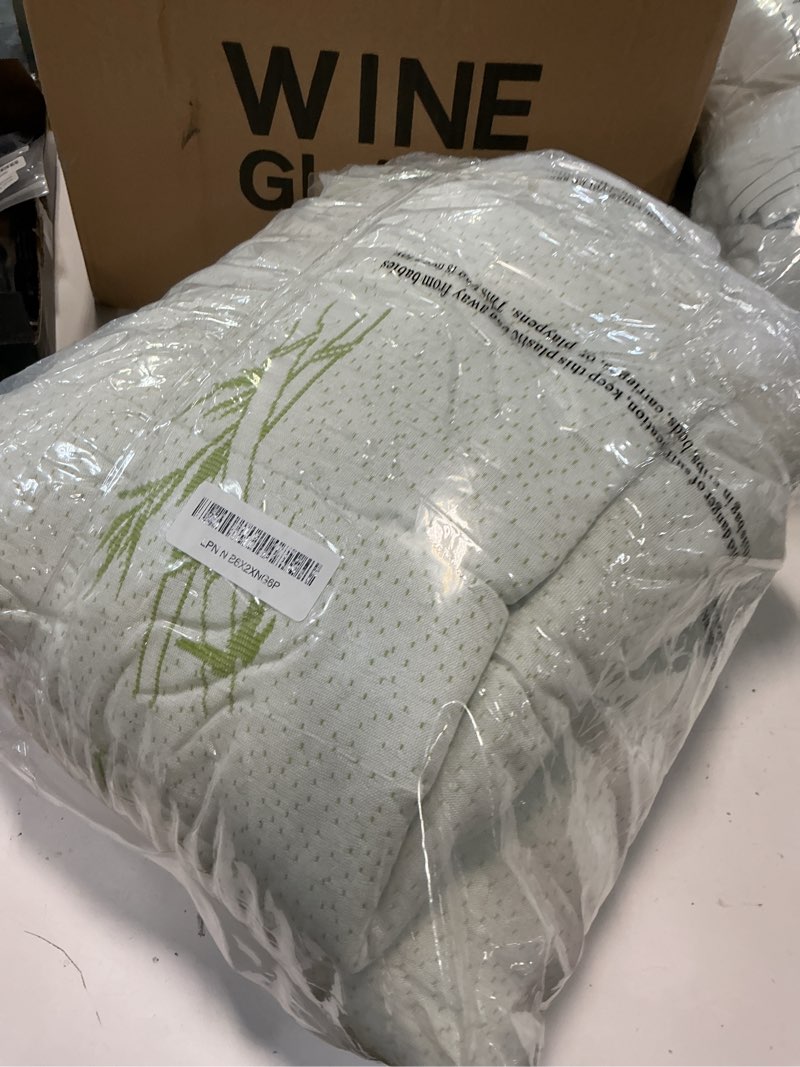 Condition photo showing Good Condition for dumos queen size ultra soft mattress topper, viscose derived from bamboo, pillow top mattress pad with stretchable pockets, breathable cooling topper for back pain relief gray white queen