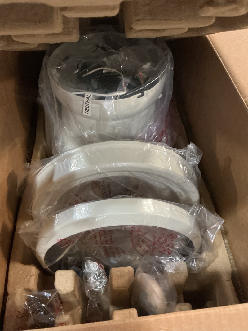Condition photo showing Good Condition for harbor breeze calverton 52-in white with white/driftwood blades color-changing indoor flush mount ceiling fan with light and remote (5-blade)