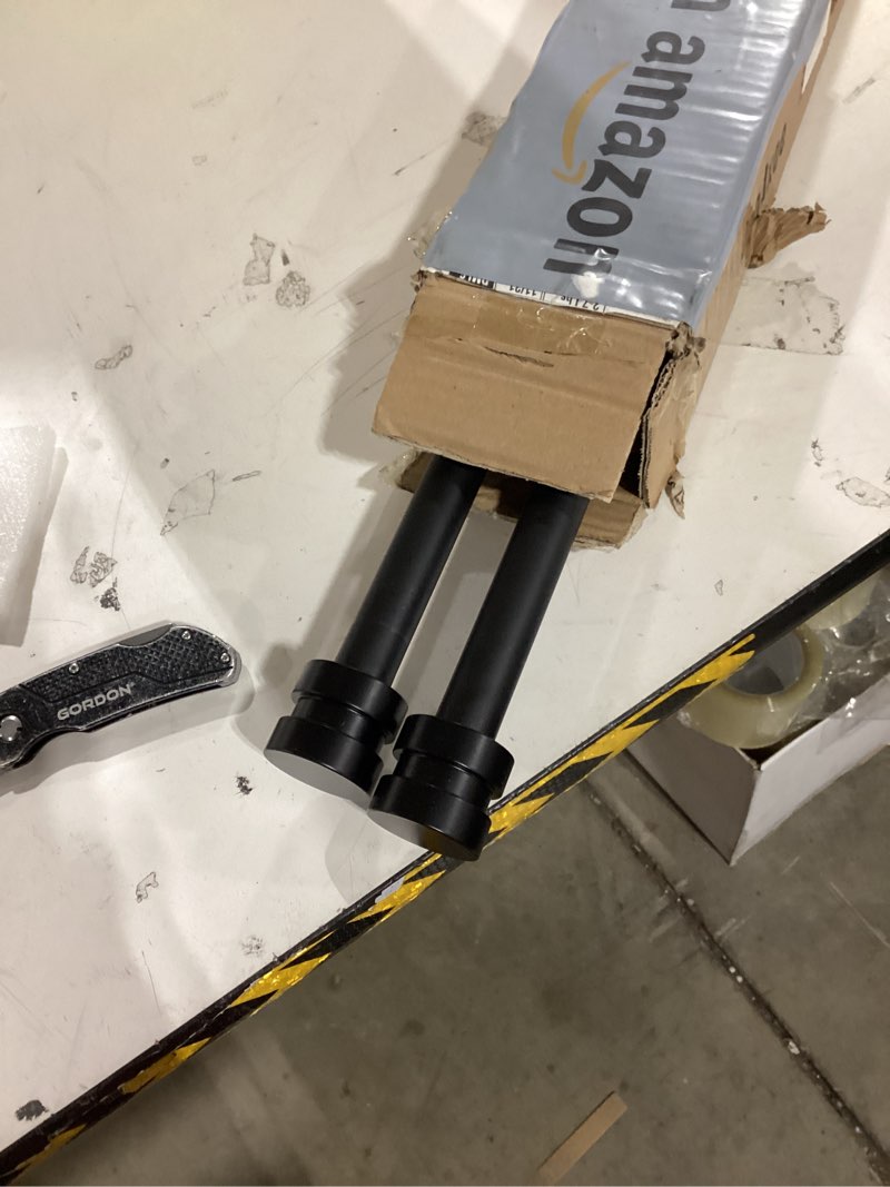 Condition photo showing As Is for 2 Pack Single Curtain Rods, 1Inch Diameter Telescoping Drapery Window Curtain Rod 16-28Inch(1.3-2.3ft) Rod Length, Matte Black Matte Black 16-28"