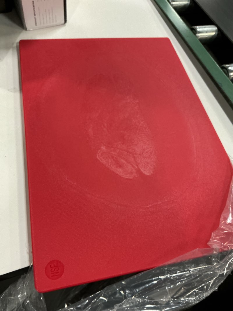 Condition photo showing Good Condition for commercial grade 18 x 12 red cutting board for meat - superior to hdpe plastic - 0.5 inch thick poly for food service, dishwasher safe