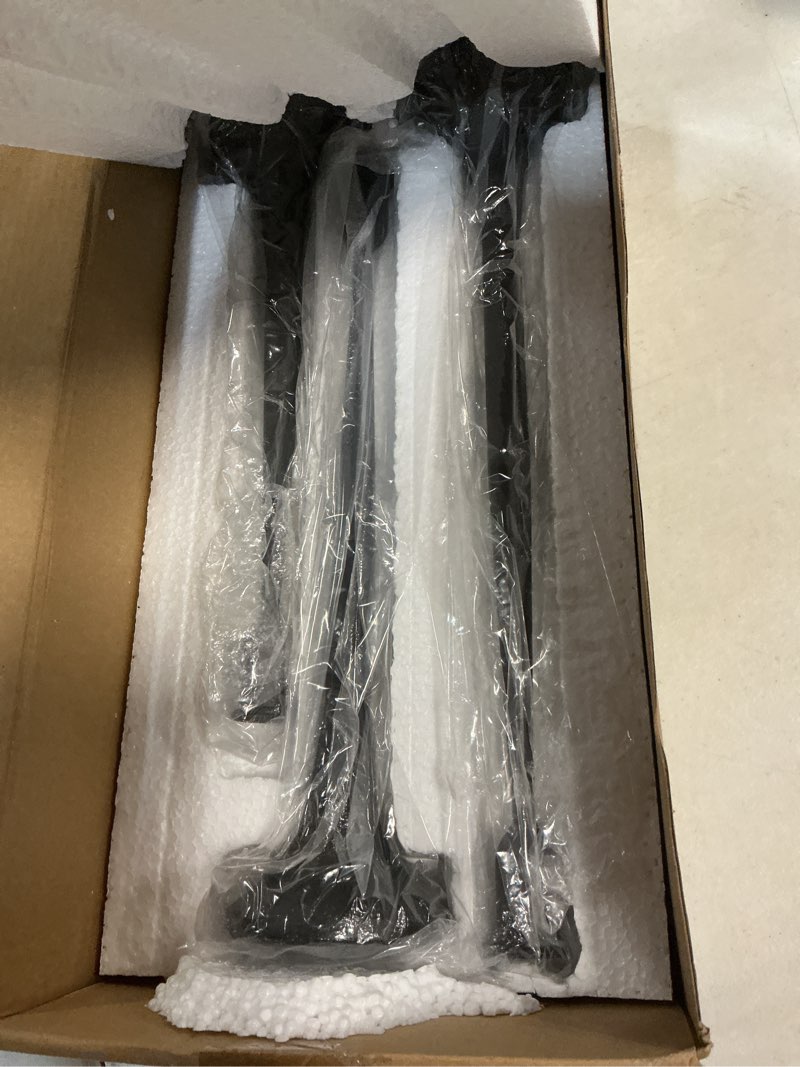 Condition photo showing Good Condition for set of 3 taper candle holders, cast iron candlestick holders tall for wedding, dining table, halloween & fall decor, home decoration (black, 12" 14" 15.5") black 12”,14”,15.5”