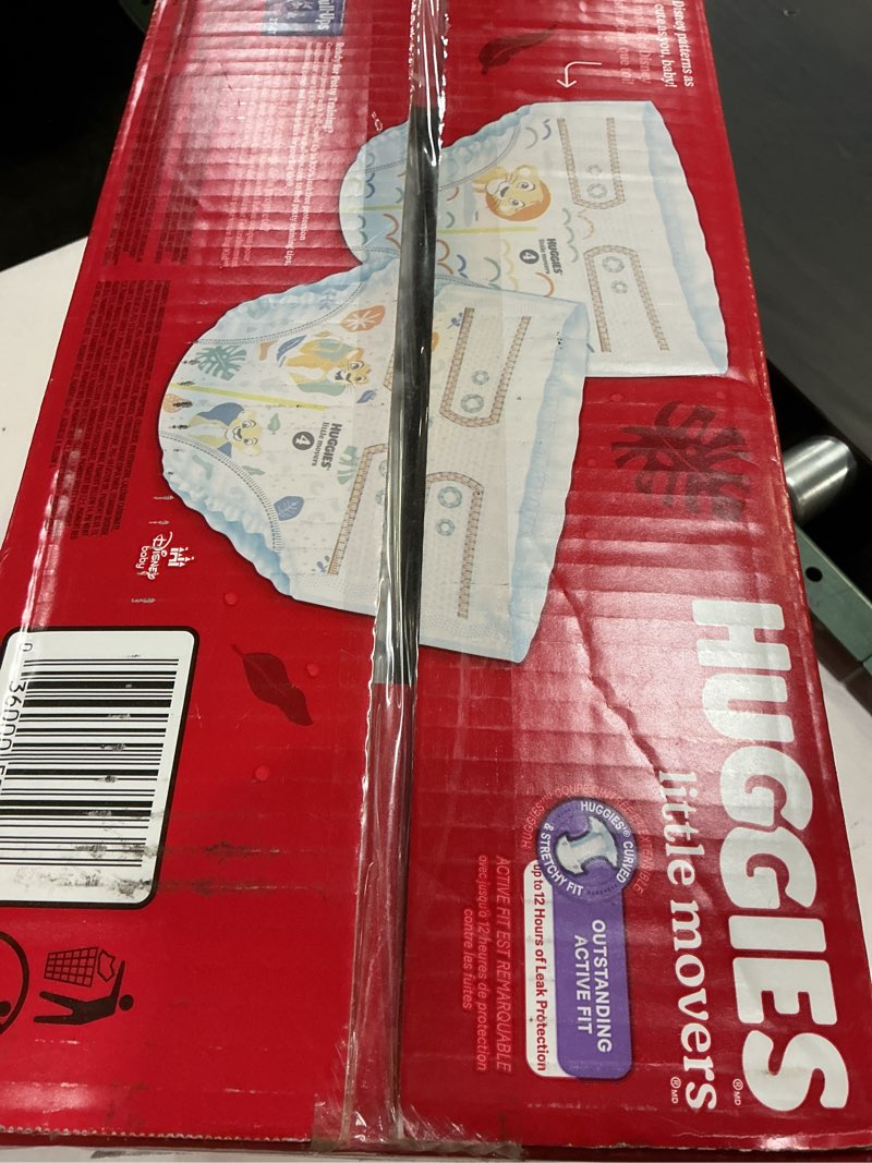 Condition photo showing New/Like New for huggies size 4 diapers, little movers baby diapers, size 4 (22-37 lbs), 120 count, packaging may vary size 4 120