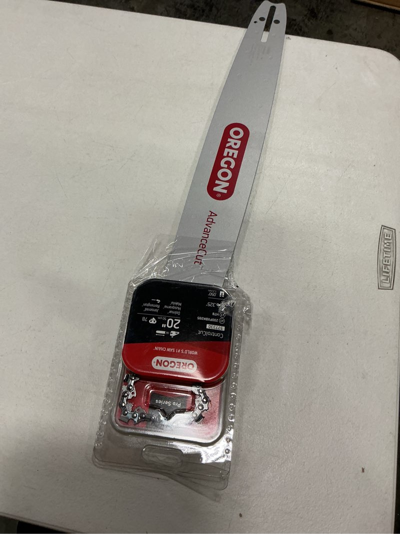 Condition photo showing New/Like New for oregon pro-am chainsaw guide bar & chain combo, replacement for saw chains, accessories, bar length 20" (50cm), with low kickback chain set, 0.325" pitch, 0.050" gauge, 78 drive links (577330)
