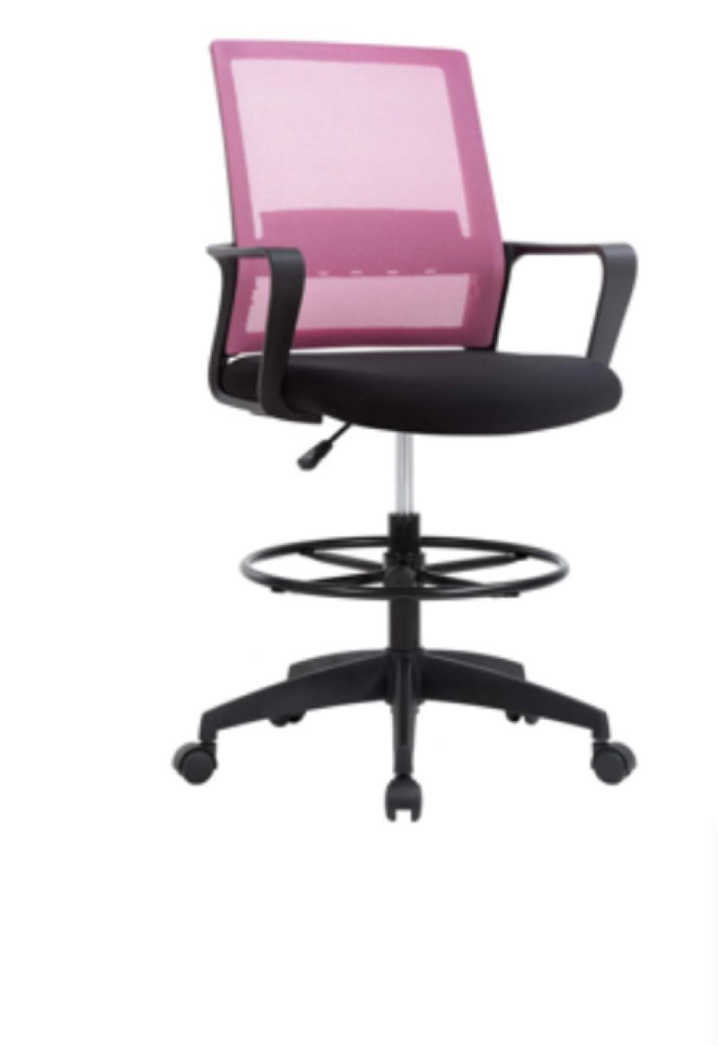 bestoffice tall drafting office chair, lumbar support, adjustable arms, swivel rolling for adults(pink)