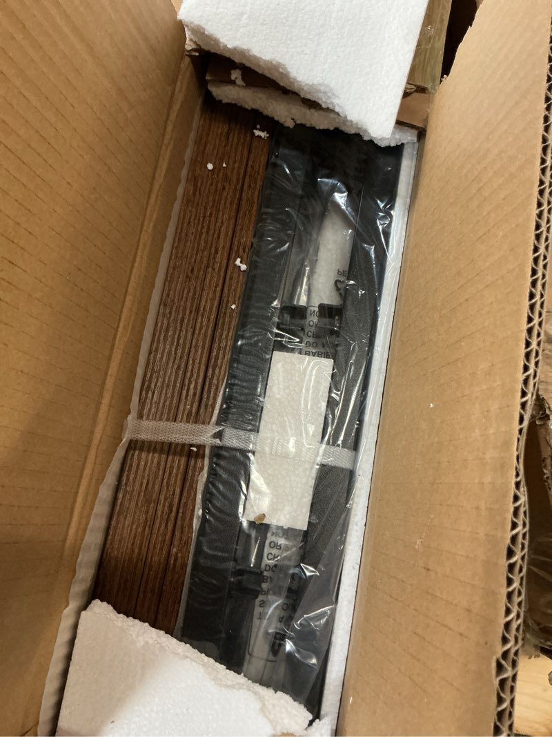 Condition photo showing As Is for (Incomplete only 1 box of 2 ) DWVO Queen Size Bed Frame with Storage Bookcase Headboard & RGB LED Lights, Slide Out Bedside Storage, Charging Station, Heavy Duty Metal Slats, No Box Spring Needed, Noise-Free, Rustic Brown Rustic Brown Queen