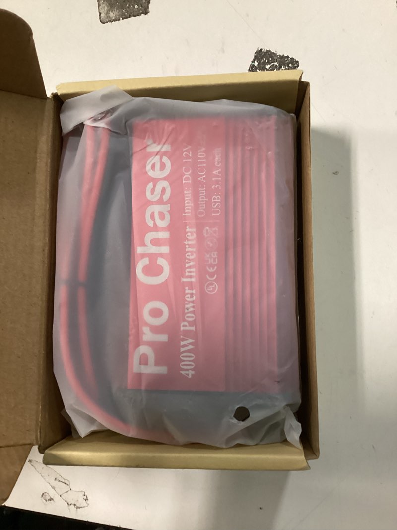 Condition photo showing Good Condition for Pro Chaser 400W Car Power Inverter – DC 12V to AC 110V Converter with Dual AC Outlets & 6.2A USB Ports, Ideal for Road Trips, Camping, Small Appliances & Electronics (Red)