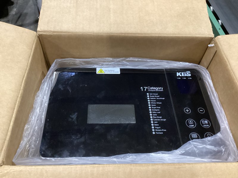 Condition photo showing Good Condition for KBS Pro 710W 2LB Bread Maker, Stainless Steel 17-in-1 Smart Bread Machine with Healthy Ceramic Pan, Automatic Nut Dispenser, Tempered Glass Touch Panel, 3 Crust Colors, 15H Timer& Keep-Warm, Recipes Silver Stainless Steel, NOT TESTED