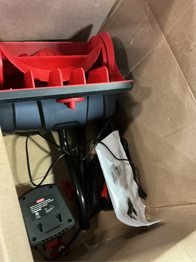 Condition photo showing As Is for MZK Cordless Snow Shovel, 20V 13-Inch Battery Powered Snow Thrower, Battery Snow Blower with Directional Plate & Adjustable Front Handle(4.0Ah Li-ion Battery & Fast Charger Included)