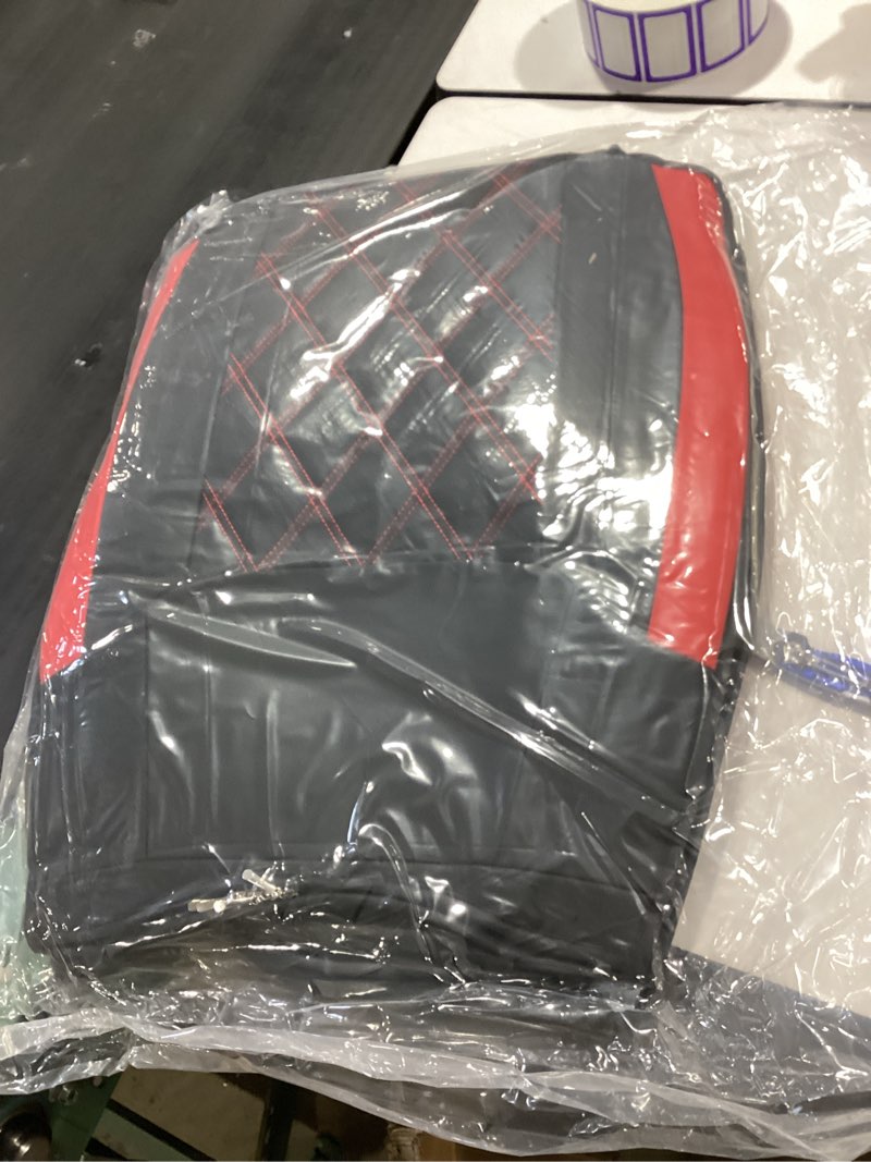 Condition photo showing New/Like New for seat covers for toyota tundra, custom fit 2014-2021 toyota tundra crewmax double cab sr5 limited platinum trd pro 1794 edition with waterproof faux black-red front seat
