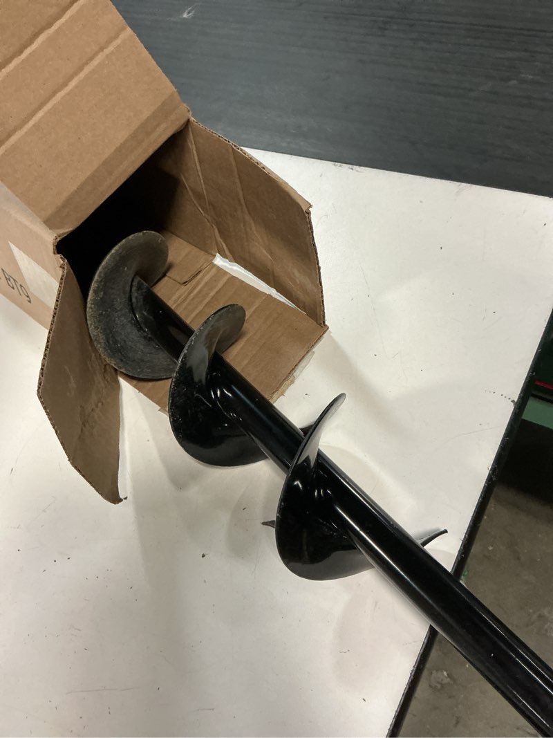 Condition photo showing As Is for auger drill bit for planting - 4"x32" heavy-duty auger post hole digger for fence- 1/2" hex drive drill