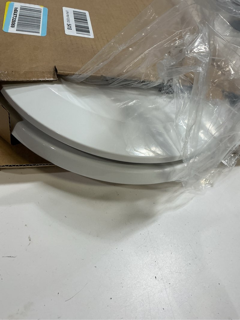 Condition photo showing As Is for american standard 5503b00b.020 transitional slow-close round front toilet seat, white modern