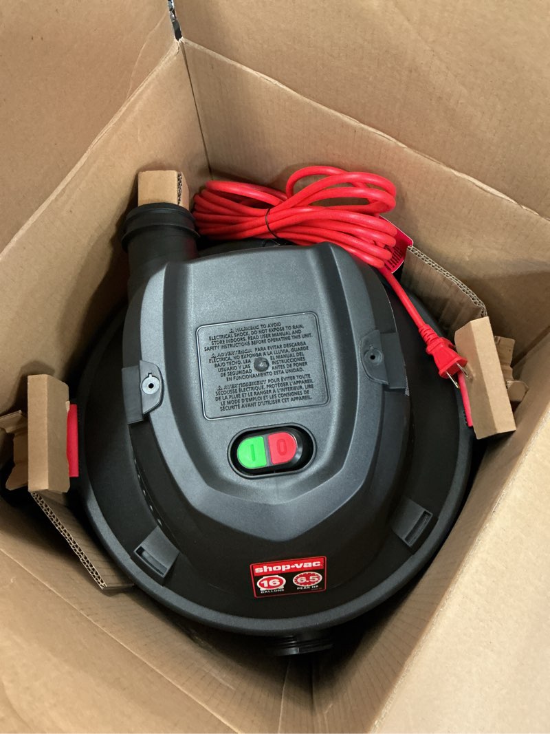 Condition photo showing Good Condition for shop-vac 16-gallon 6.5 hp corded wet/dry shop vacuum with accessories included