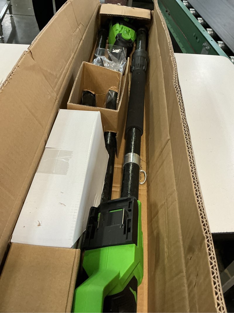 Condition photo showing Good Condition for soyus pole saw 8-inch cordless, 15-foot max reach electric pole saw for tree trimming, 16ft/s speed, auto oiling, multi-angle pole chainsaw with 2.0ah battery & charger 15ft 8'' pole saw