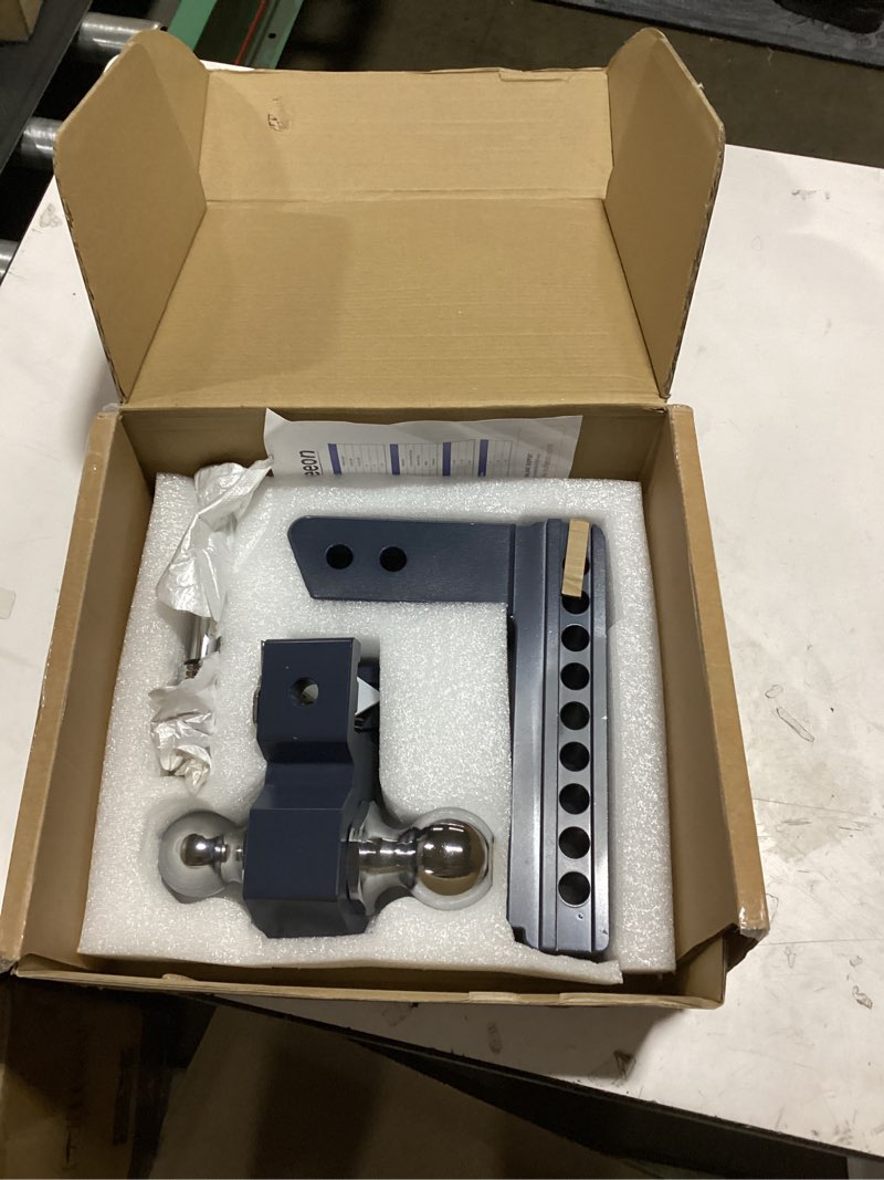 Condition photo showing Good Condition for adjustable trailer hitch, drop hitch for 2.5 inch receiver, 8 inch aluminum truck hitch, 2 and 2-5/16 inch balls, 18,500 lb, two anti-theft pins locks