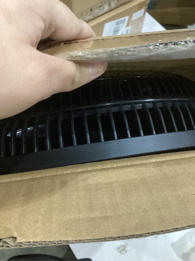 Condition photo showing As Is for PELONIS 16 inch Pedestal Fan for Bedroom , Oscillating Fan, 3-Speeds, 90° Oscillation, Adjustable Height, Floor Fan, Standing Fan for Living Room, Kitchen, and Home office, Black 1 Pack