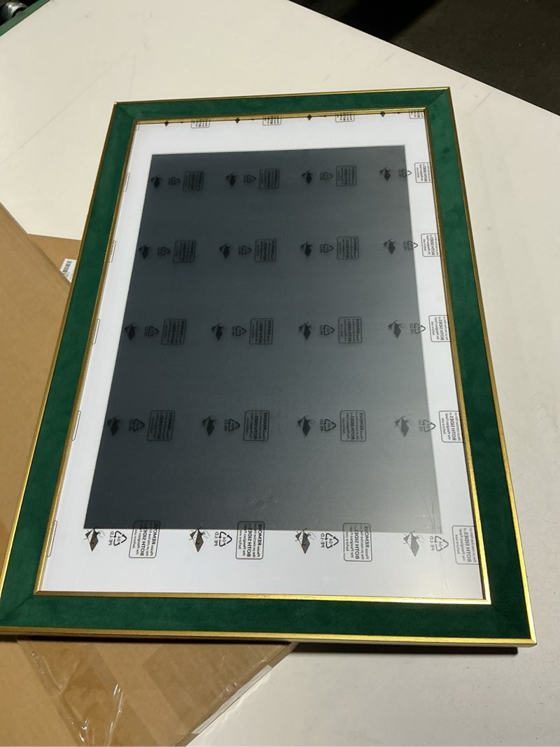 Condition photo showing Good Condition for Suede 14x22 Frame - Single Frame, Christmas Elegant Green 14 x 22 Poster Frame with Mat for 12x18, 14x22 Picture Frames for Artwork, Puzzles, Photos and Movie Posters Green 14" x 22" / 12" x 18" mat