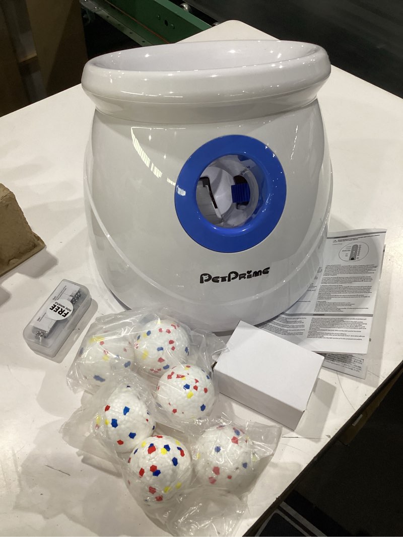 Condition photo showing New/Like New for pet prime upgraded automatic dog ball launcher for large dogs,interactive rechargeable dog ball thrower launcher toy,adjustable 10-64ft,6pcs 2.5" etpu balls & 1 whistle included,outdoor use