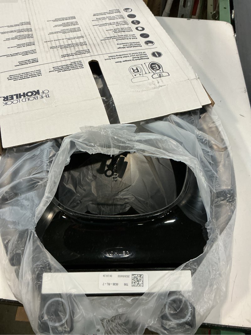 Condition photo showing Good Condition for kohler 4636-rl-7 cachet readylatch elongated toilet seat slow close, soft close toilet seat quiet lid, contoured grip-tight bumpers installation hardware, apartment essentials, black black elongated ready latch