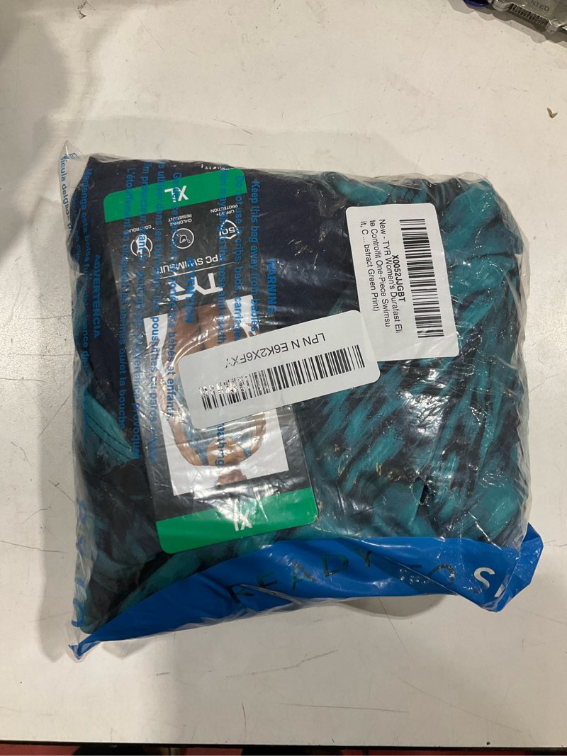 Condition photo showing Good Condition for tyr women's durafast elite controlfit one-piece swimsuit, chlorine resistant, upf 50+ protection x-large abstract green print