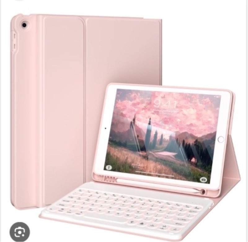 KVTVOU Keyboard Case for iPad 9th/8th/7th Generation (2021/2020/2019) - 7 Colors Backlit, Magnetic D