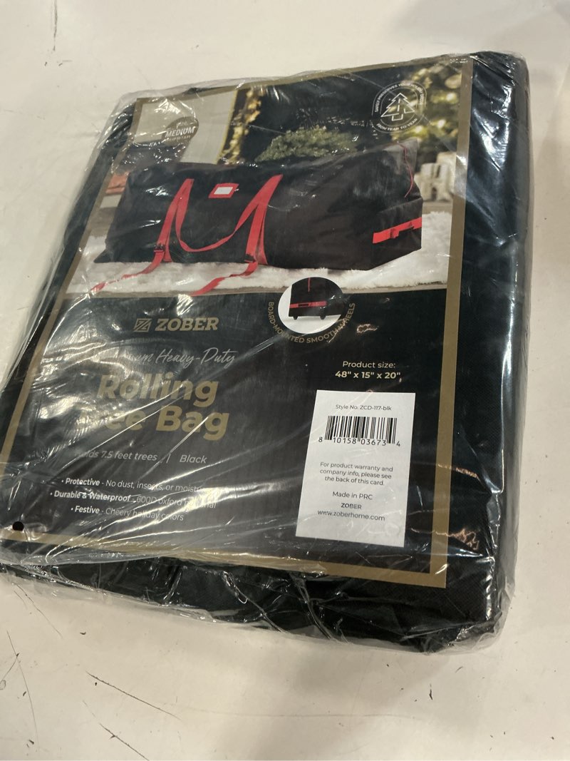 Condition photo showing New/Like New for zober 600d oxford fabric rolling christmas tree storage bag - fits 7.5 ft artificial trees - waterproof christmas tree bag for storage box for xmas, durable handles and wheels - card slot - black black 7.5 ft