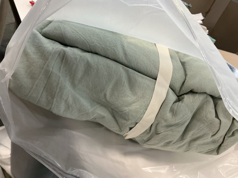 Condition photo showing New/Like New for jiyuan 100% washed cotton duvet cover set comfy simple style soft breathable textured durable linen feel bedding for all seasons oversized king,sage green sage green(no comforter) oversized king(120"x98")