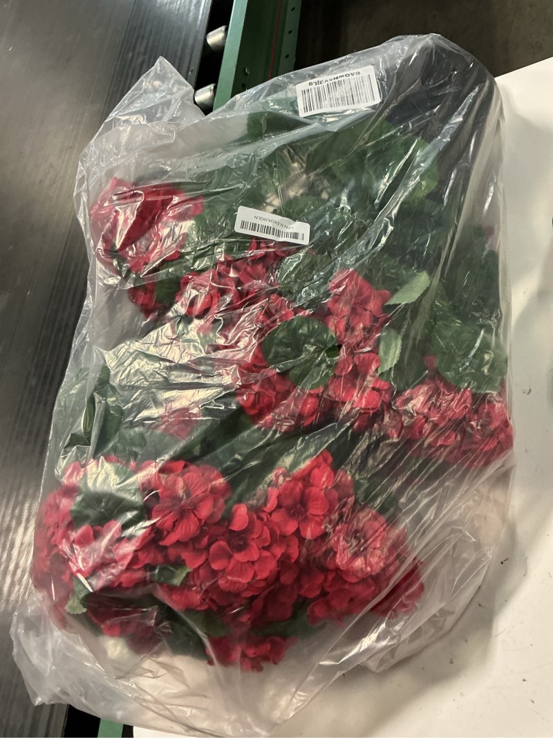 Condition photo showing Good Condition for juxdp 18" artificial geraniums topiary - 2 set for front porch decor,faux silk flowers bushes uv resistant potted plants for outdoor indoor door offices garden farmhouse home decor (red)