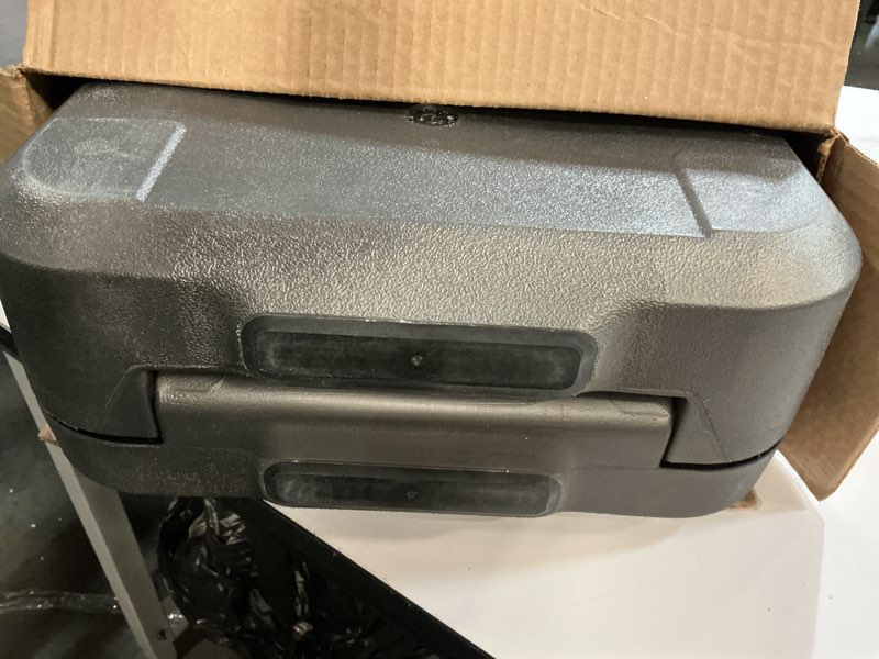 Condition photo showing As Is for SentrySafe Dark Gray Fireproof and Waterproof Safe with Key Lock, Chest Lock Box with Carrying Handle for Travel, 0.28 Cubic Feet, 6.6 x 15.4 x 14.3 Inches, CFW20201 1 Hr. Fireproff, No lid Straps