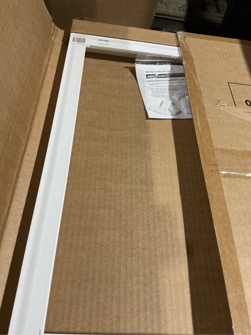 Condition photo showing As Is for mcs canvas float frames 16x20 frame, white frame for finished canvases, vertical & horizontal wall hanging large with adhesive for canvas paintings (1-pack) standard frame 16x20 white