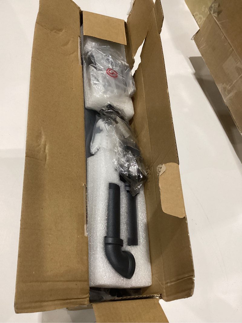 Condition photo showing New/Like New for refrze curtain rods for windows 66 to 120 inch, 1" black industrial wrap around, adjustable heavy duty blackout curtain rods for ceiling, bedroom, outdoor patio 66-120 inches black