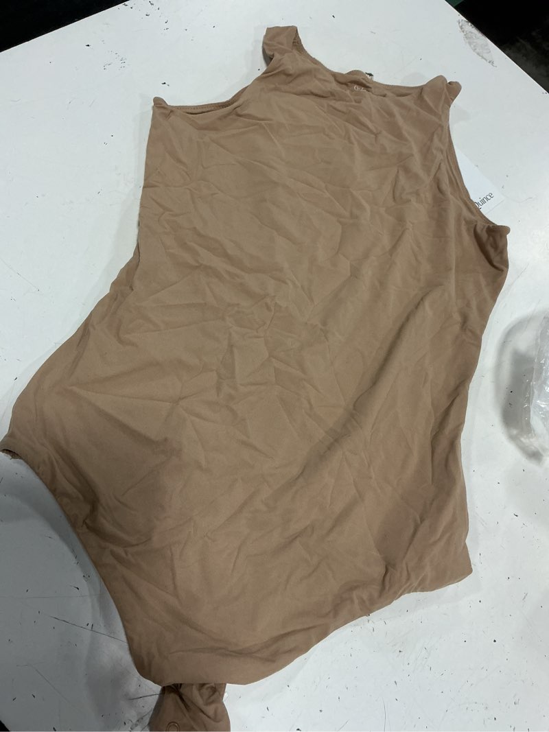 Condition photo showing As Is for women's second skin high neck bodysuit, m, sand