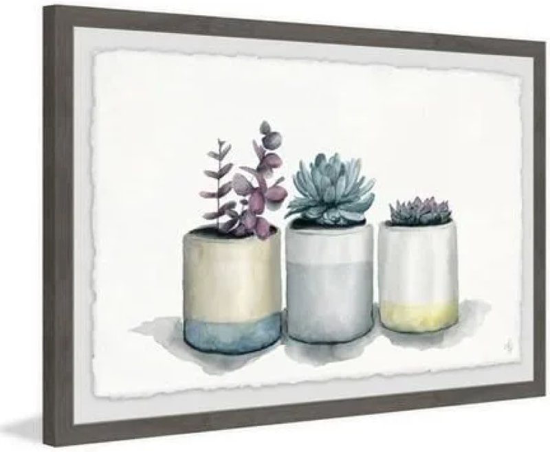 Marmont Hill Three Potted Succulents Framed Painting Print