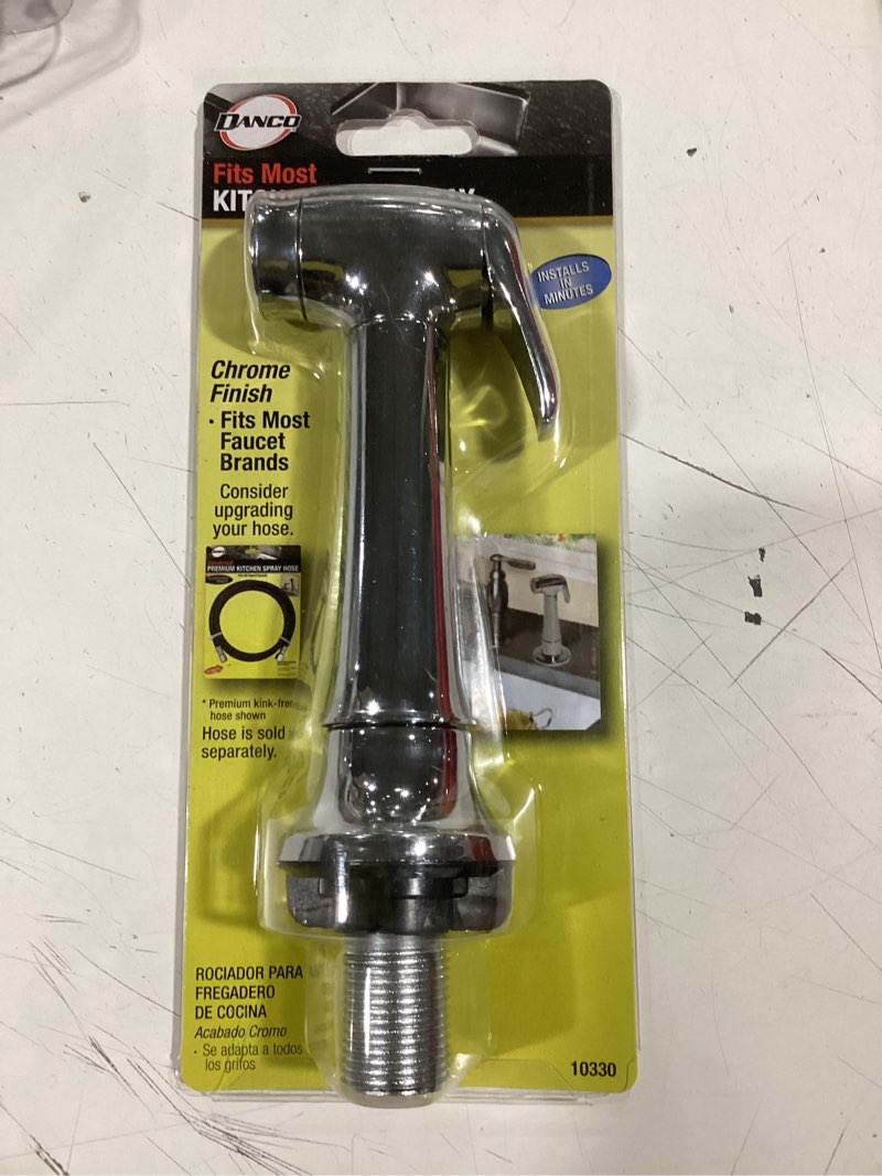 Condition photo showing As Is for danco for universal silver chrome kitchen faucet sprayer