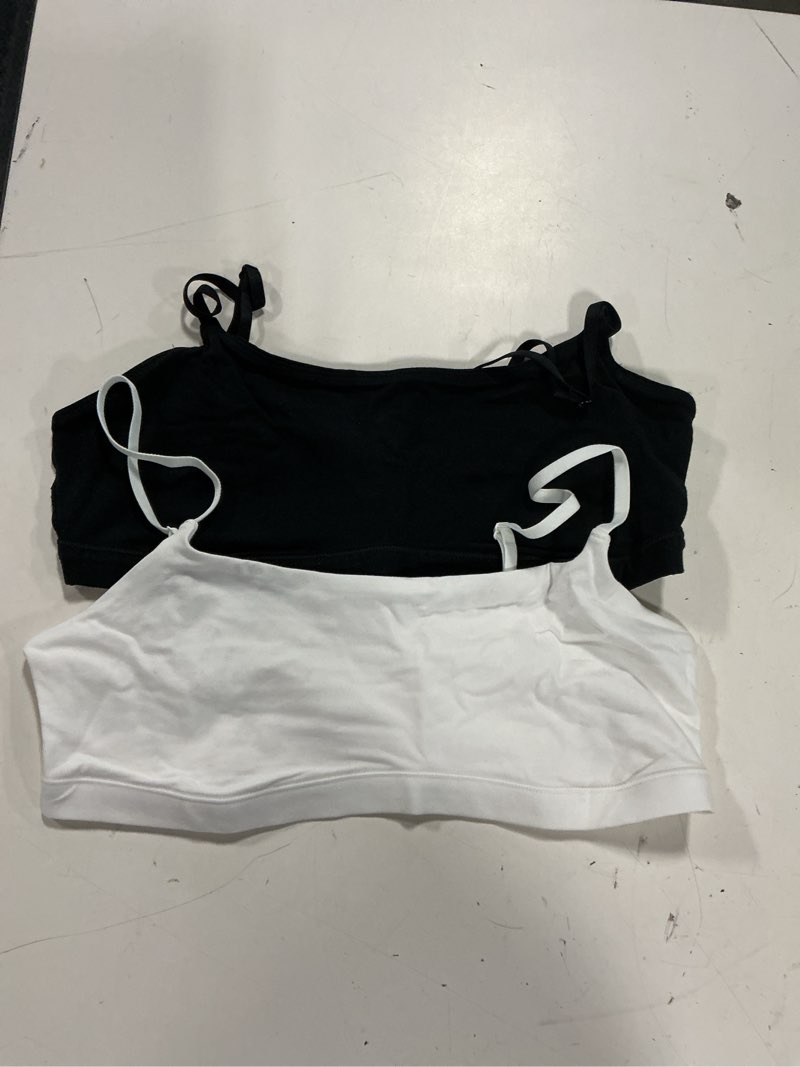 Condition photo showing New/Like New for organic cotton scoop bralette (2-pack), m, black/soft white