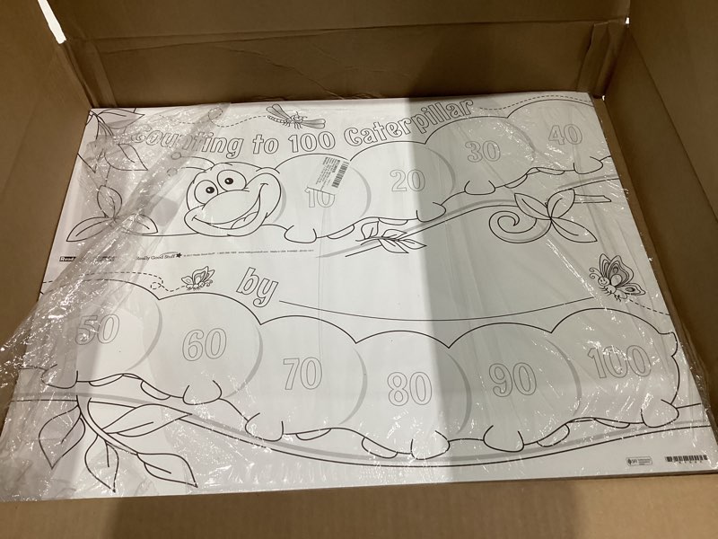 Condition photo showing New/Like New for Really Good Stuff 100th Day of School Decorate Posters- Count to 100 Caterpillar Posters-100th Day Activities for the Classroom, 17 x 22 Inch, 24 Pack,White