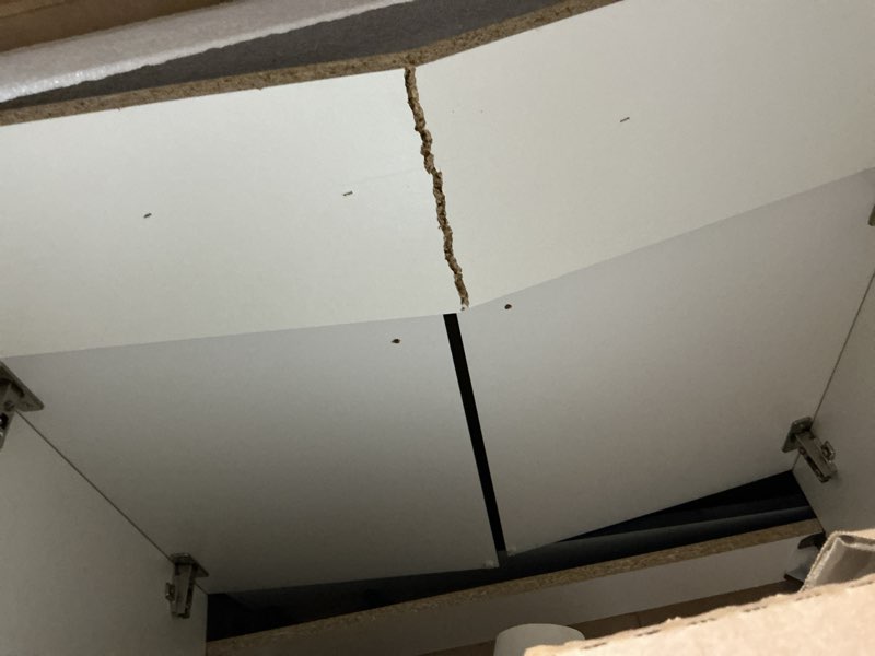 Condition photo showing As Is for project source 30-in deep blue single sink bathroom vanity with white cultured marble top