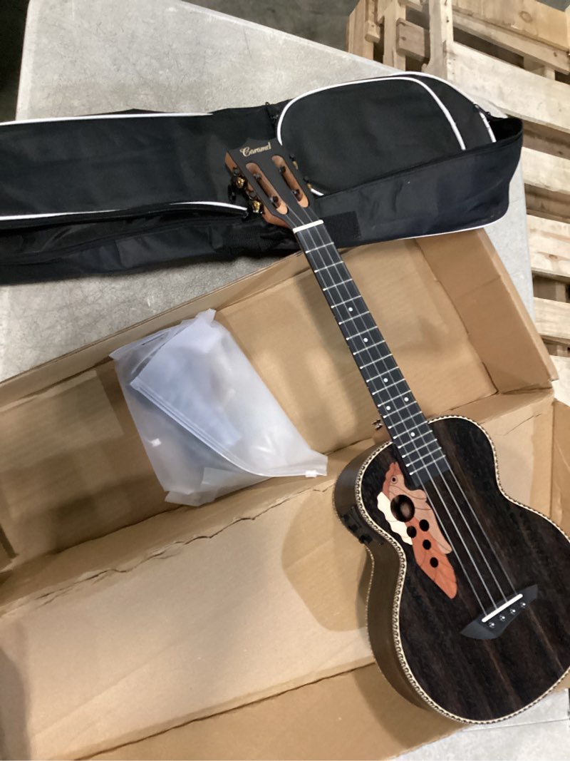 Condition photo showing New/Like New for 26 inch caramel ct904 ebony tenor lcd color display electric professional player beginners ukulele uke kit bundle padded gig bag strings,strap