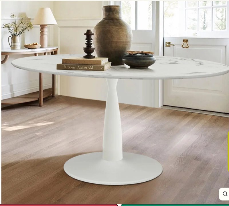 Harris 59" Modern Large Oval Faux Marble Dining Table