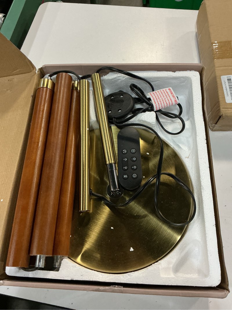 Condition photo showing Good Condition for joofo wood torchiere floor lamp, super bright stepless dimmable led uplight standing lamp with remote adjustable color temperature 3000k–6500k with timer for living room bedroom office reading walnut wood & brushed brass
