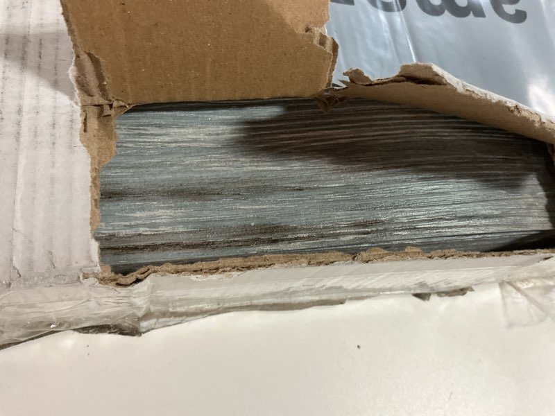 Condition photo showing Good Condition for Wood Grain Textured Peel and Stick Flooring 50 PCS - 36" x 6", Blue Waterproof Wood Flooring Planks for Bathroom, Kitchen, Cover 75 Sq. Ft 36"*6" Blue 50