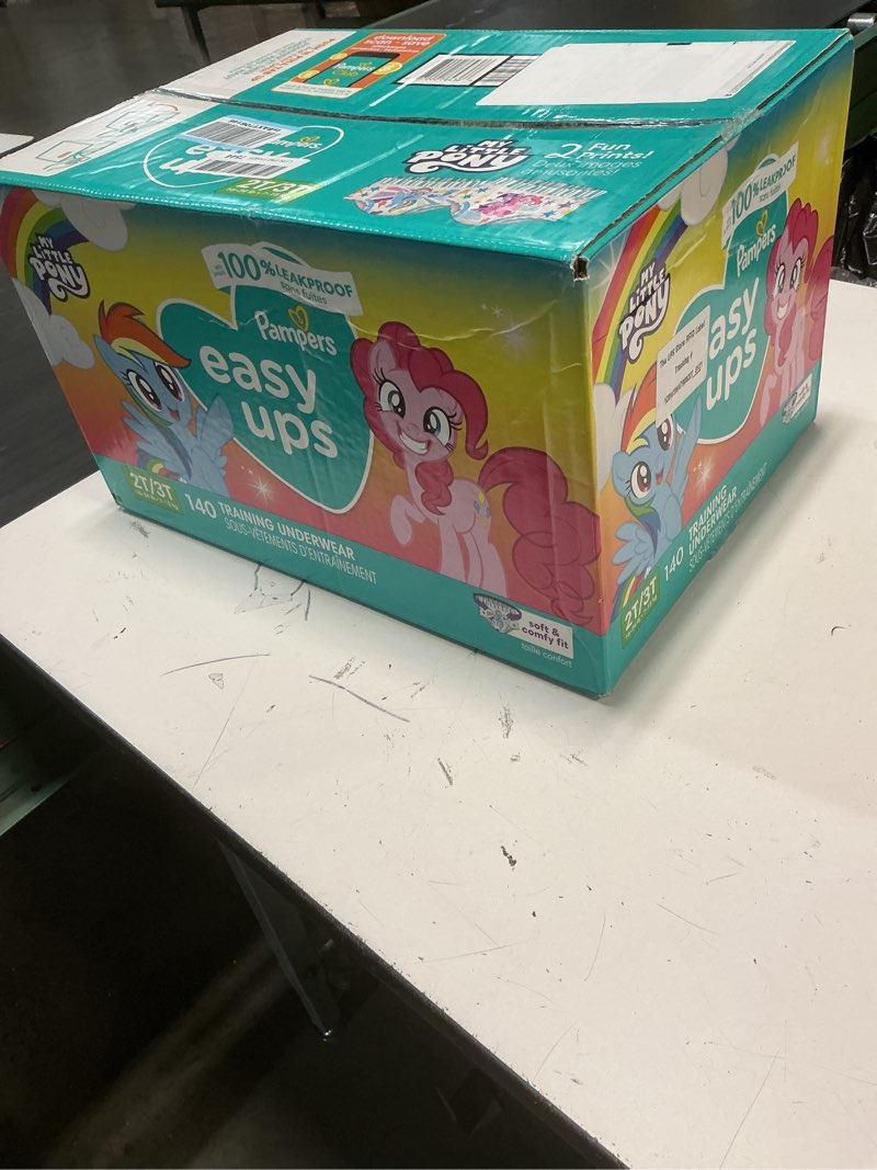 Condition photo showing New/Like New for pampers training pants - easy ups girls & boys - size 2t-3t, 140 count, peppa pig potty underwear (packaging may vary) 2t-3t 140