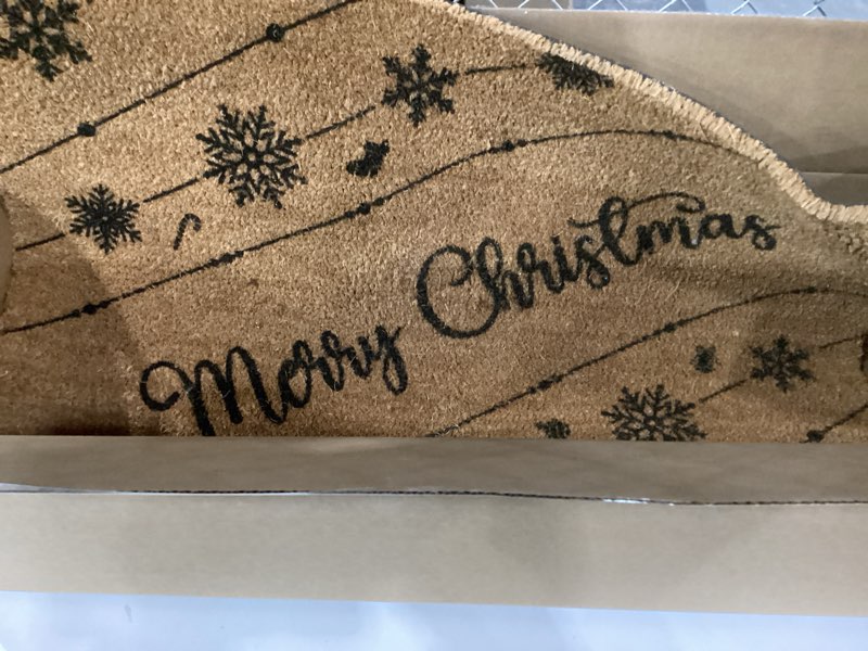 Condition photo showing As Is for Calloway Mills 109092436 Classic Christmas Doormat 24\" x 36\", SIMILAR TO STOCK PHOTO 
