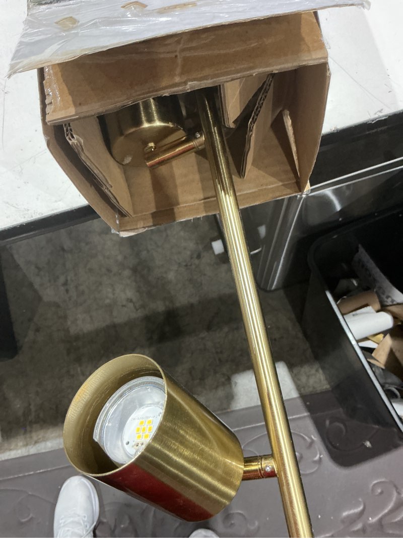 Condition photo showing As Is for globe electric 57011 4-light track lighting, matte white finish, adjustable cylindrical heads, gu10 base, dimmable, modern low-profile design white, pratt