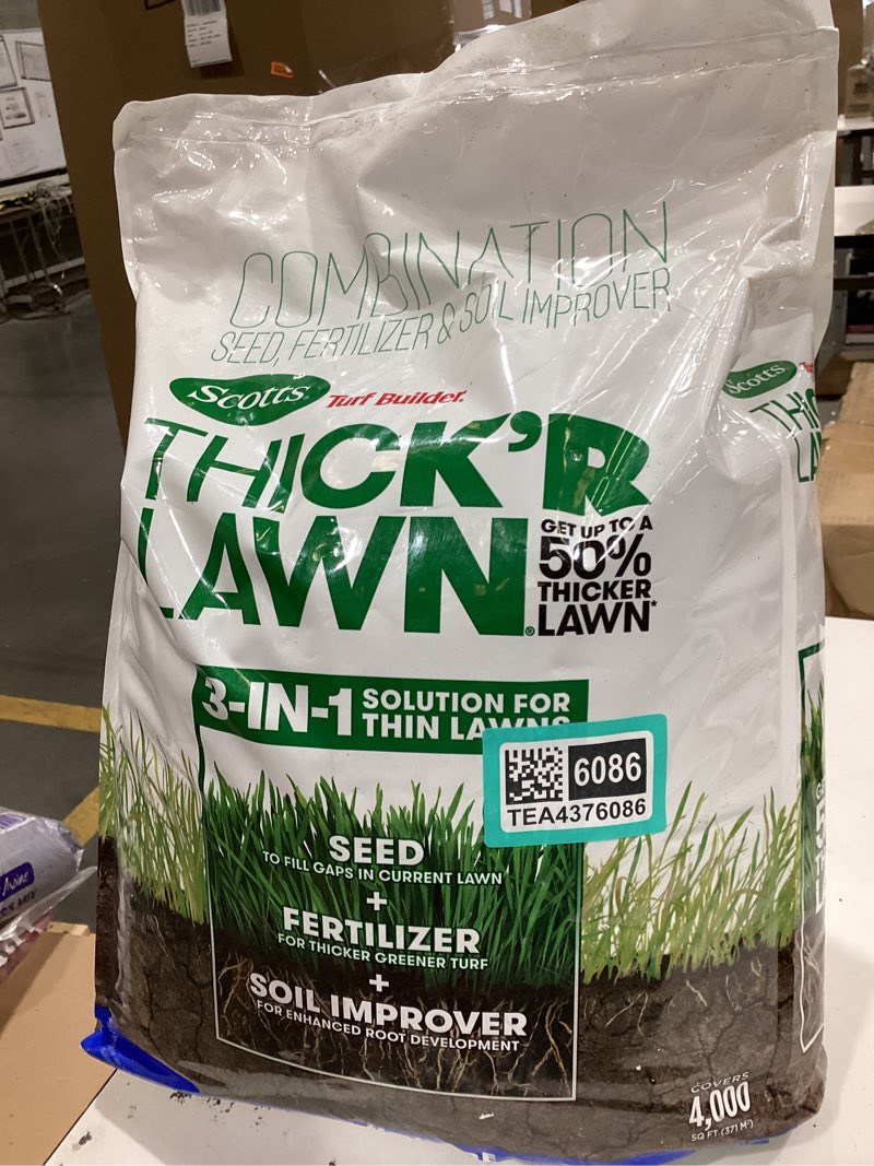 Condition photo showing New/Like New for scotts turf builder thick'r lawn tall fescue mix, 40 lb. 40 lb. thick'r