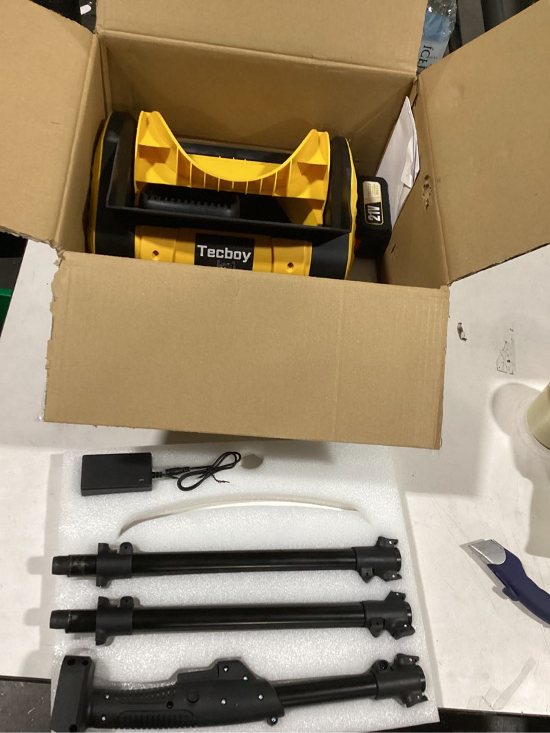 Condition photo showing New/Like New for Cordless Snow Shovel, 21V Brushless Motor, 4.0AH Electric Snow Blower, 14" Clearing Path - 26 ft Throwing Distance for Sidewalk, Deck & Patio(2 * 4.0Ah Battery & Quick Charger Included)